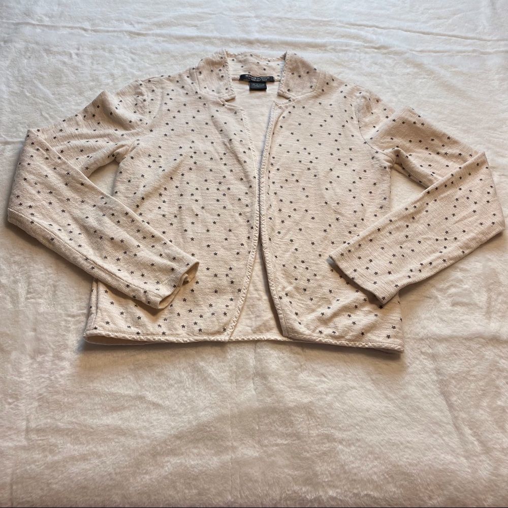 Maison Scotch Cream With Silver Stars Open Front Jacket Size 1